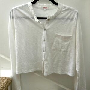 Goldie white cotton button down crop shirt